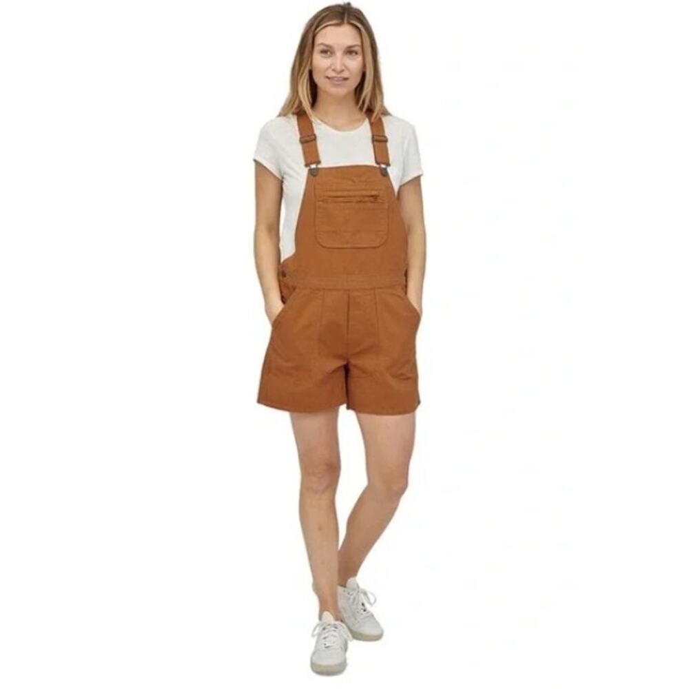 Women's Patagonia Stand Up Organic Cotton Overalls 5", Umber Brown, Size XS